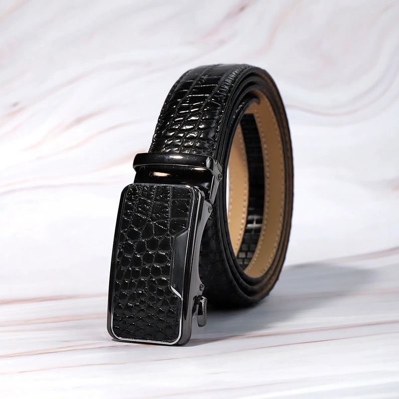 men's crocodile pattern PU belt, view 6 - MRSLM