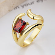 S925 silver red zircon open ring, view 5 - MRSLM