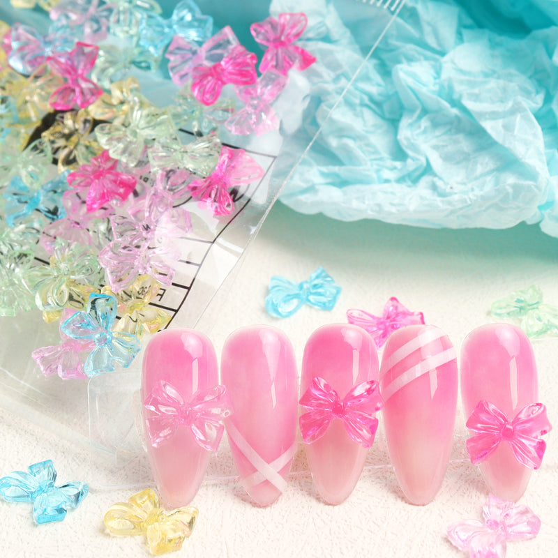 candy pink bow nail charms, view 16 - MRSLM