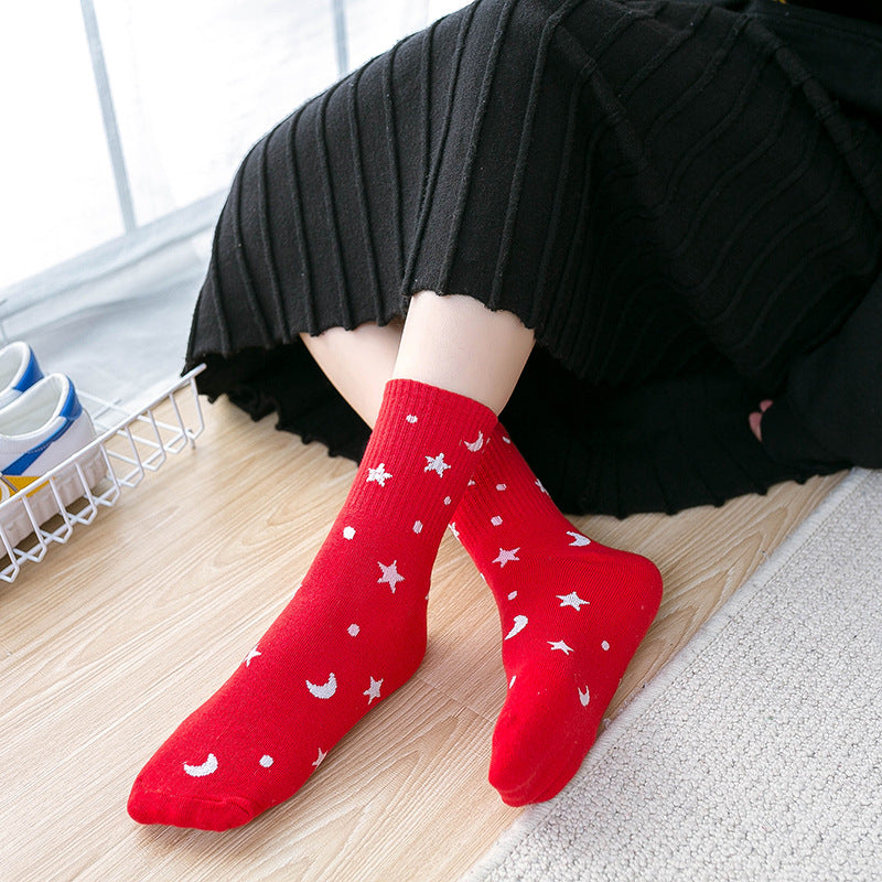 moon and star silver silk socks, view 7 - MRSLM