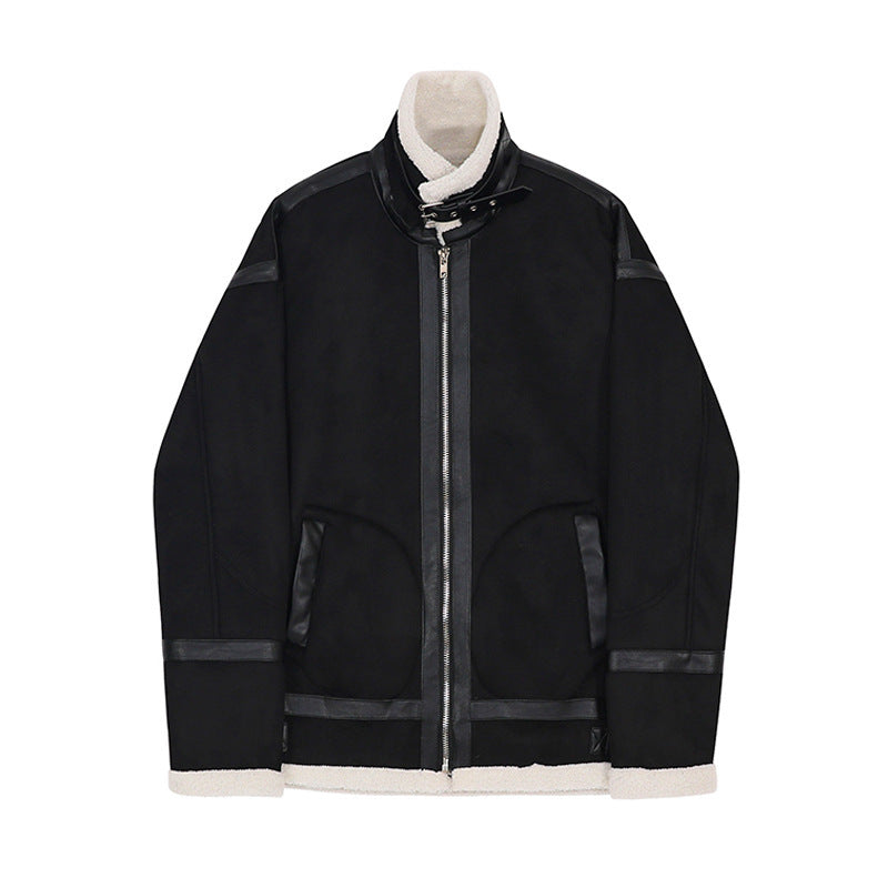 men's casual zipper lamb wool jacket, view 5 - MRSLM