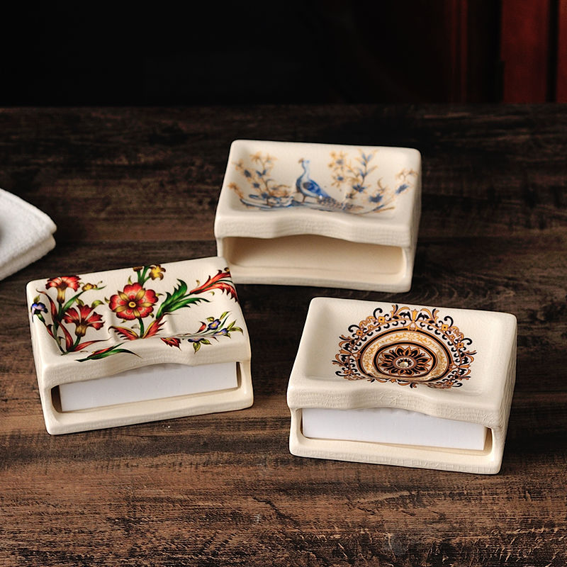 european ceramic soap box with double drain, view 6 - MRSLM