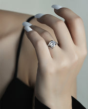 one carat moissanite heart open wedding ring, view 6 - MRSLM