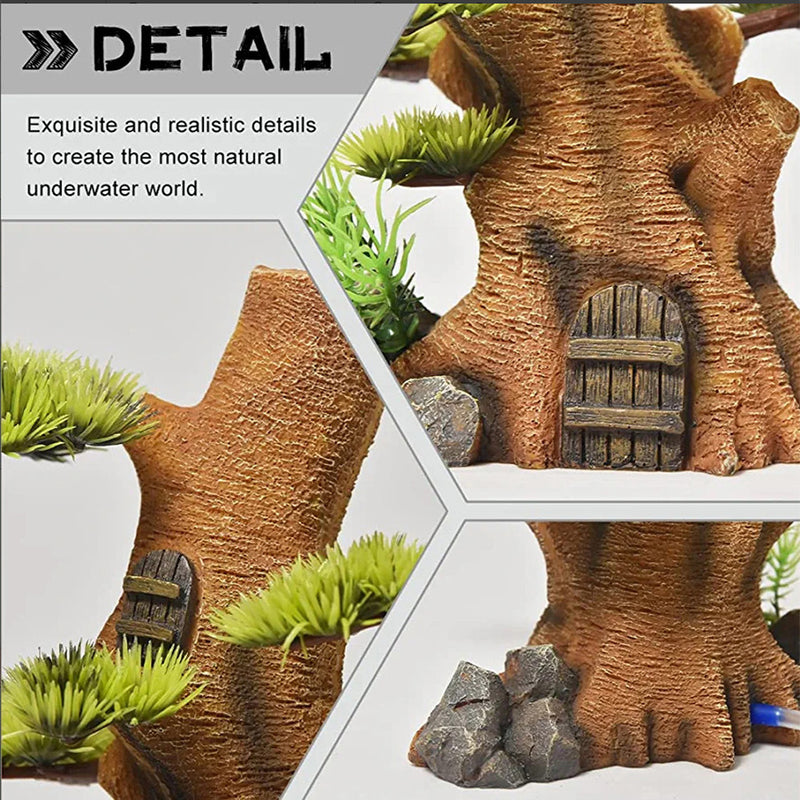 realistic tree trunk aquarium ornament, view 4 - MRSLM