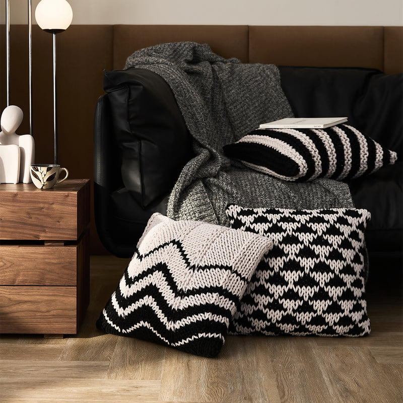 hand crochet chunky knit throw pillow, view 5 - MRSLM