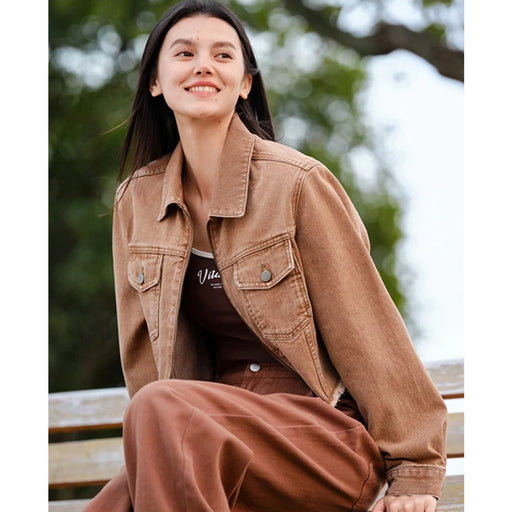 women's short denim jacket, view 3 - MRSLM