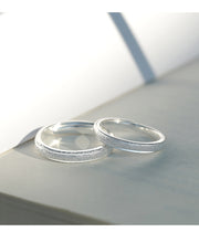 simple silver couple rings pair, view 3 - MRSLM