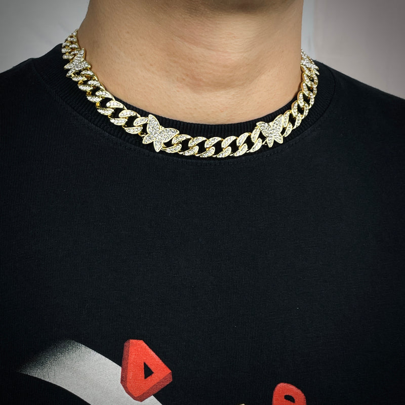 butterfly Cuban chain necklace, view 2 - MRSLM