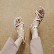 square heel leather sandals, view 7 - MRSLM