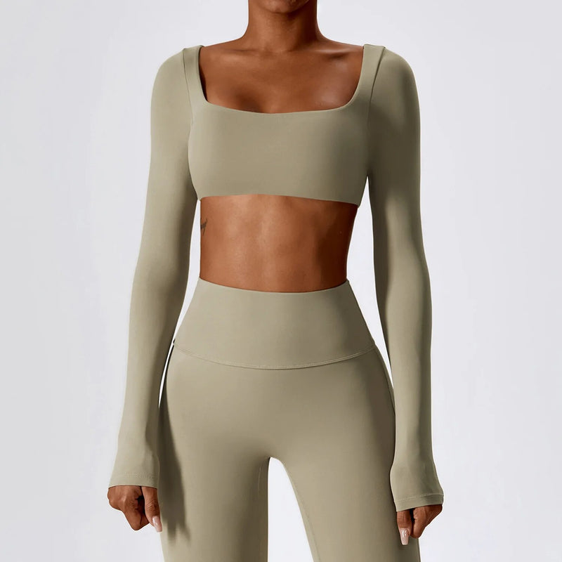 long sleeve crop top yoga shirt, view 14 - MRSLM