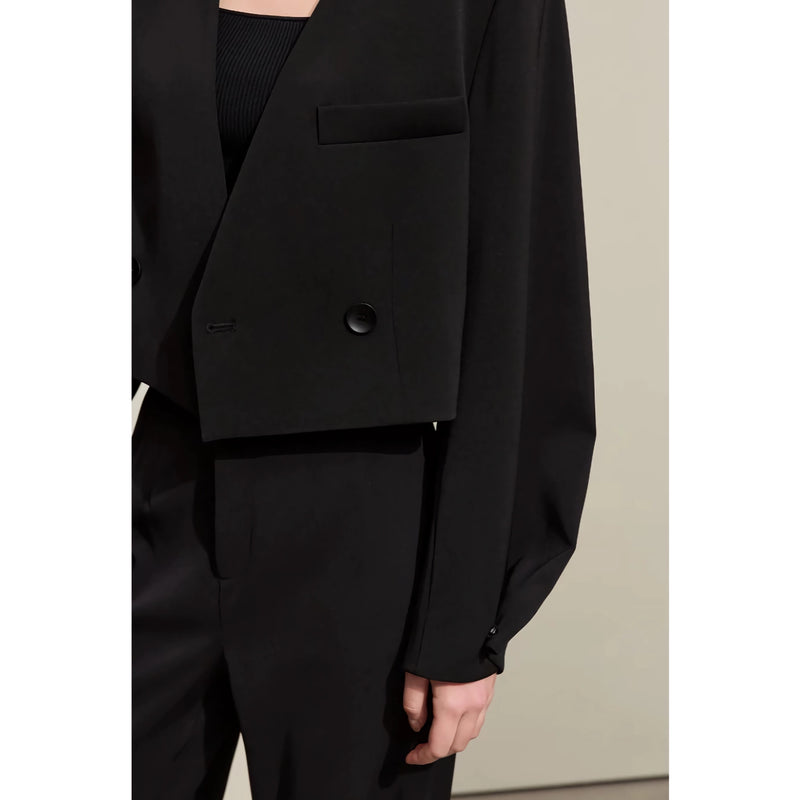 women's V-neck blazer and wide-leg pants set, view 8 - MRSLM