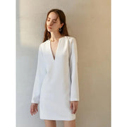 elegant notch neck tunic dress, view 4 - MRSLM