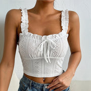 Women's elegant lace camisole top white, view 6 - MRSLM
