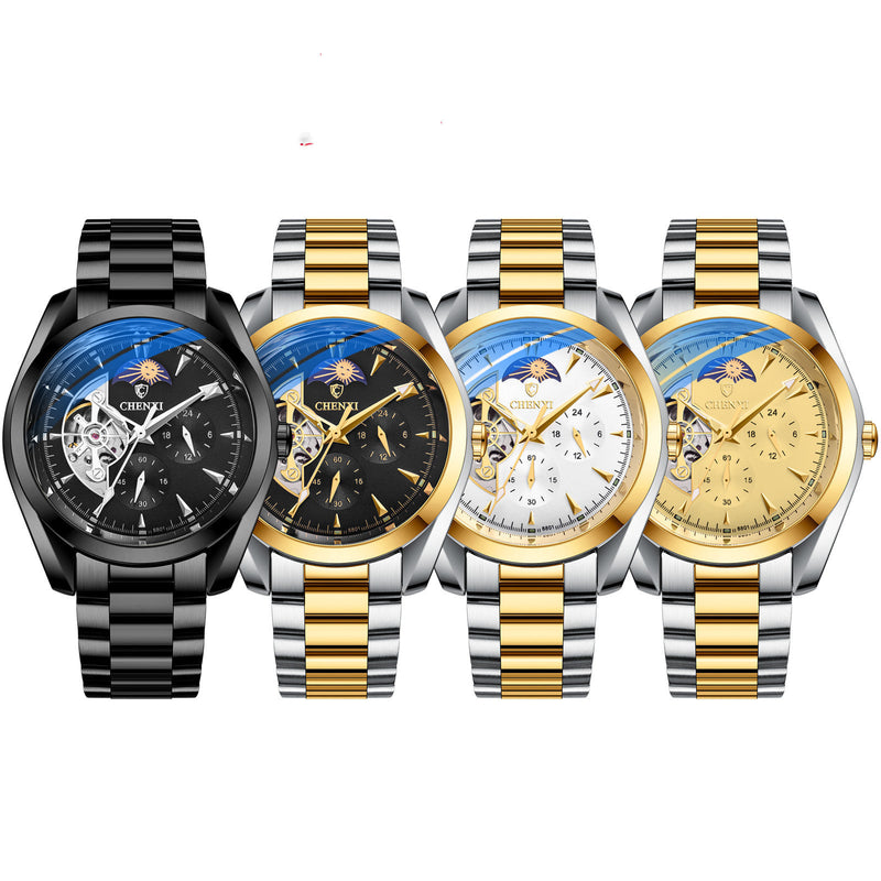men's sun moon stars hollow watch, view 6 - MRSLM