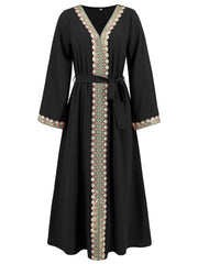 V-neck lace stitching long dress, view 9 - MRSLM