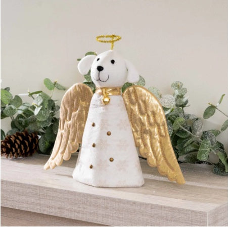 Golden angel dog plush Christmas tree topper, view 5 - MRSLM