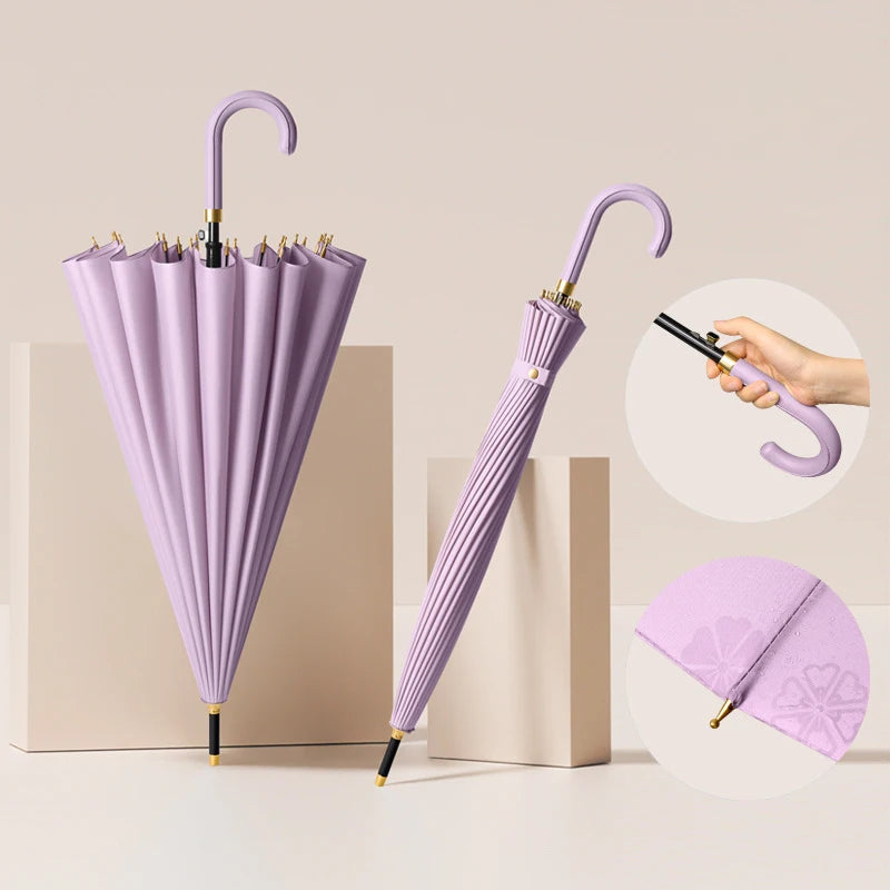24-rib long handle rain umbrella, view 7 - MRSLM