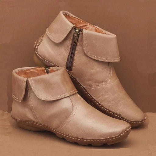 Women's flat fold-over ankle boots - MRSLM
