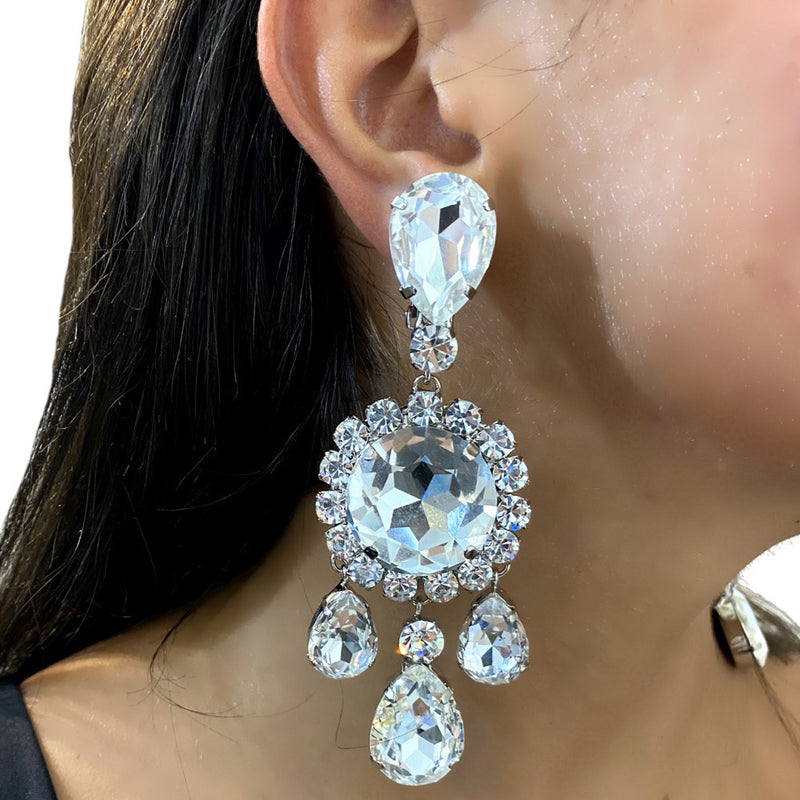 rhinestone pendant necklace and earrings set, view 4 - MRSLM