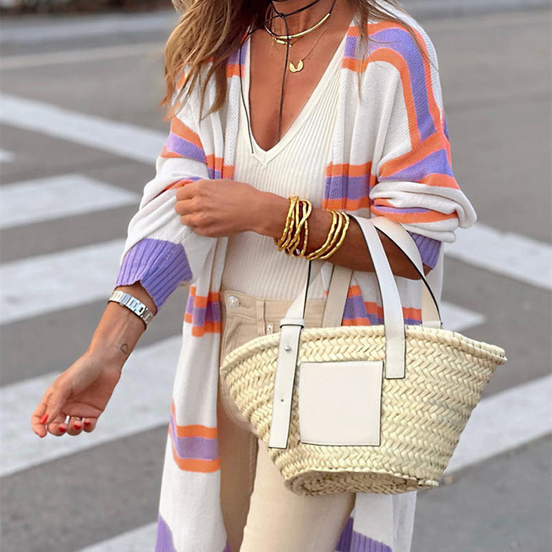 women's multicolor loose cardigan sweater - MRSLM