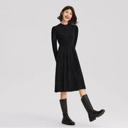 winter corduroy patchwork midi dress - MRSLM