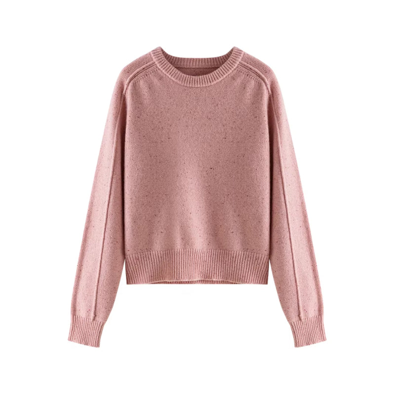cozy soft round neck wool sweater, view 2 - MRSLM