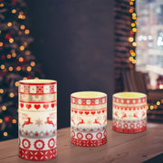 Christmas flameless LED pillar candles set of 3, view 3 - MRSLM