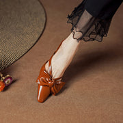 elegant leather mules with bowknot, view 25 - MRSLM
