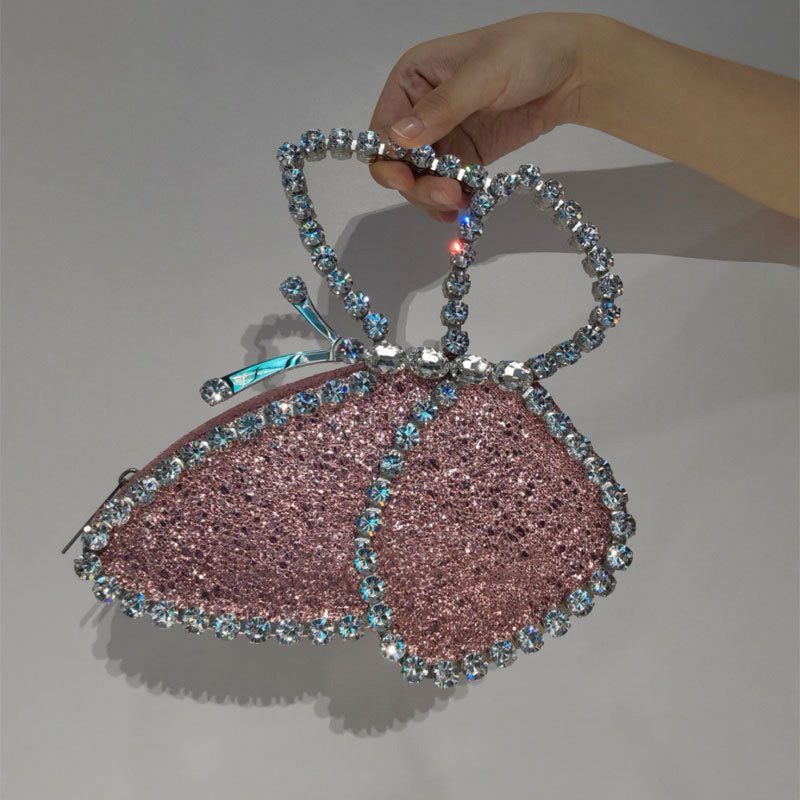 butterfly diamond evening clutch bag, view 6 - MRSLM