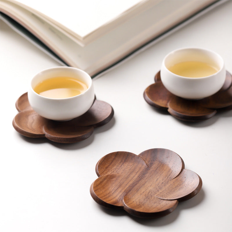walnut wood flower coasters - MRSLM