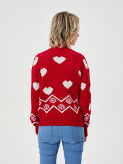 women's loose cozy heart sweater, view 4 - MRSLM