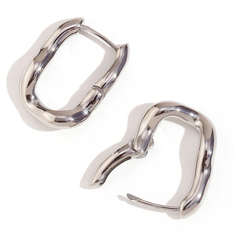 u-shaped gold plated hoop earrings, view 2 - MRSLM