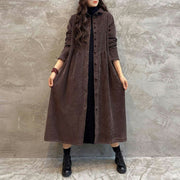retro corduroy women's long coat, view 7 - MRSLM