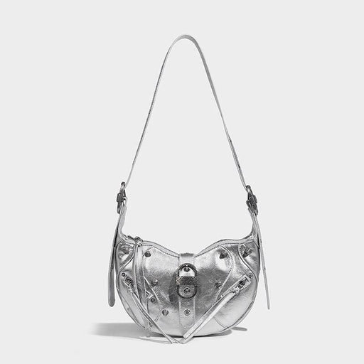 pink punk pu leather sling crossbody daypack, view 5 - MRSLM