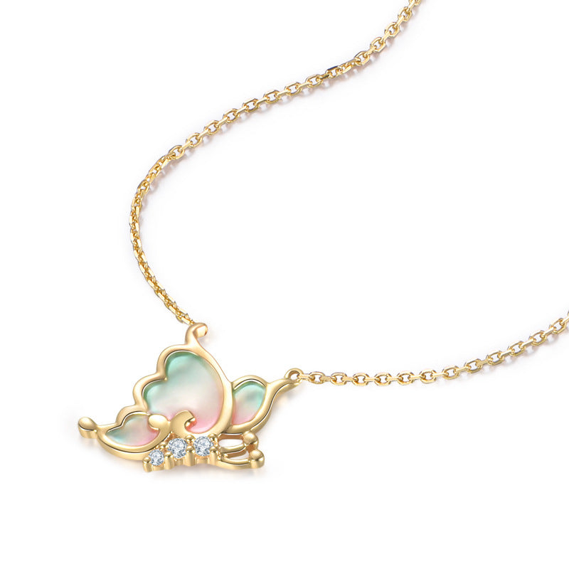 silver gemstone pendant necklace, view 4 - MRSLM