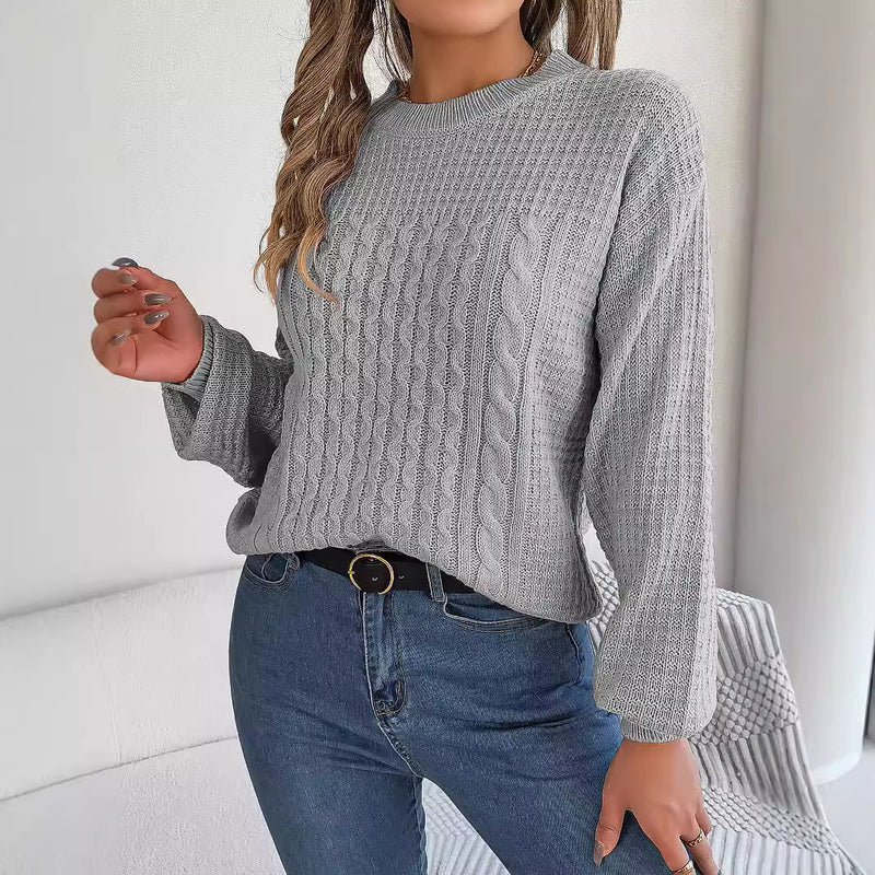 Women's cable-knit lantern-sleeve sweater, view 5 - MRSLM