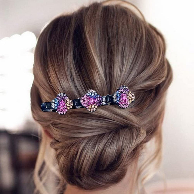 floral crystal braided hair clips, view 9 - MRSLM