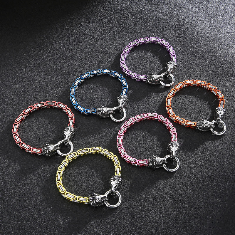 lion head king chain titanium steel bracelet, view 3 - MRSLM
