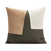 patchwork pu leather cushion cover, view 5 - MRSLM