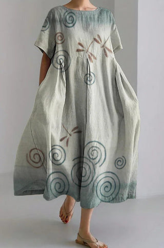 women's printed short-sleeved dress, view 18 - MRSLM