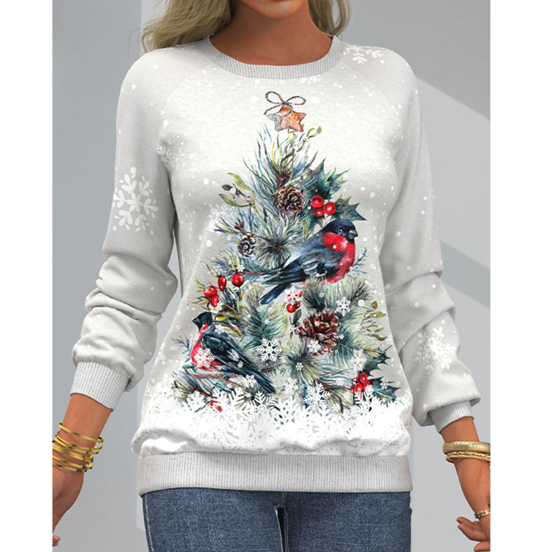 women's digital print raglan sleeve sweater, view 3 - MRSLM