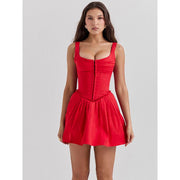 red sleeveless mini dress, view 2 - MRSLM