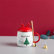 Christmas ceramic mug with lid and spoon, view 8 - MRSLM