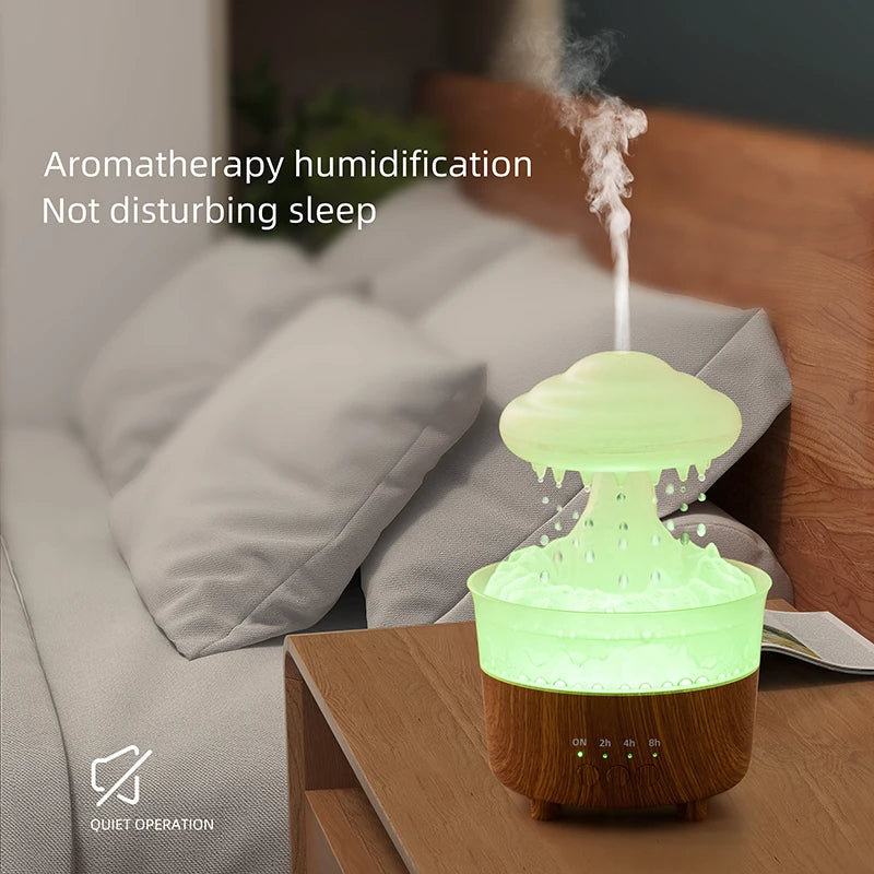 Rain Cloud Night Light Humidifier With Raining Water Drop Sound And 7 Color Led Light Essential Oil Diffuser