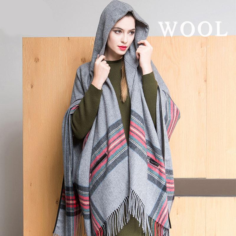 handmade wool maxi cloak with lace-up front, view 6 - MRSLM