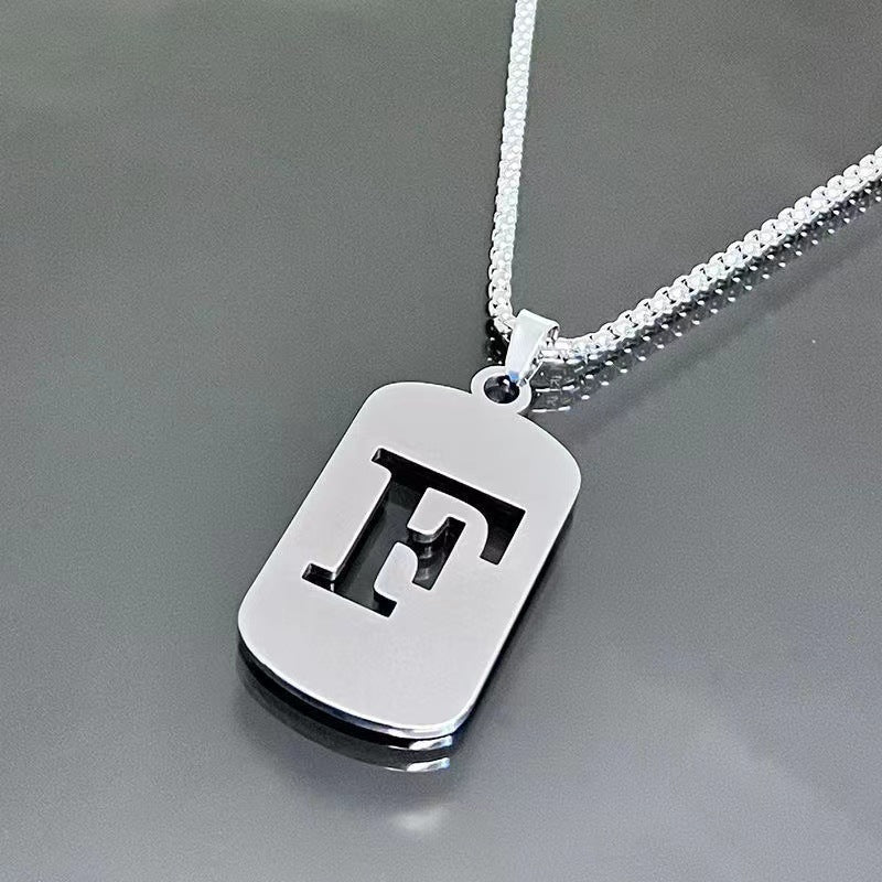 titanium steel letter necklace, view 22 - MRSLM