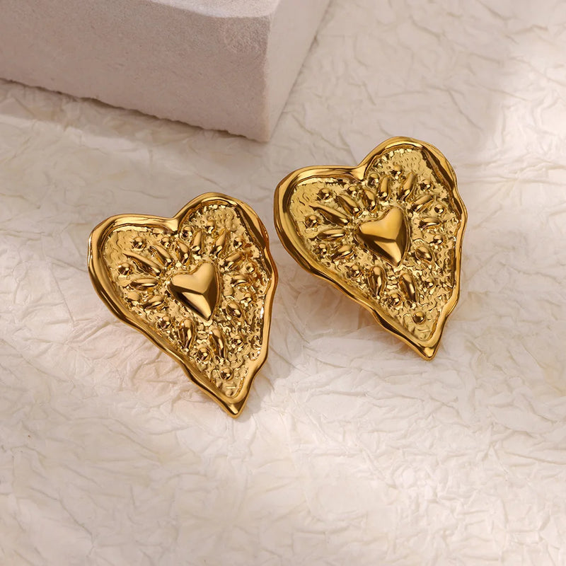 irregular heart stud earrings, view 5 - MRSLM