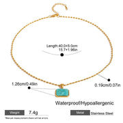 gold plated natural stone pendant necklace, view 4 - MRSLM