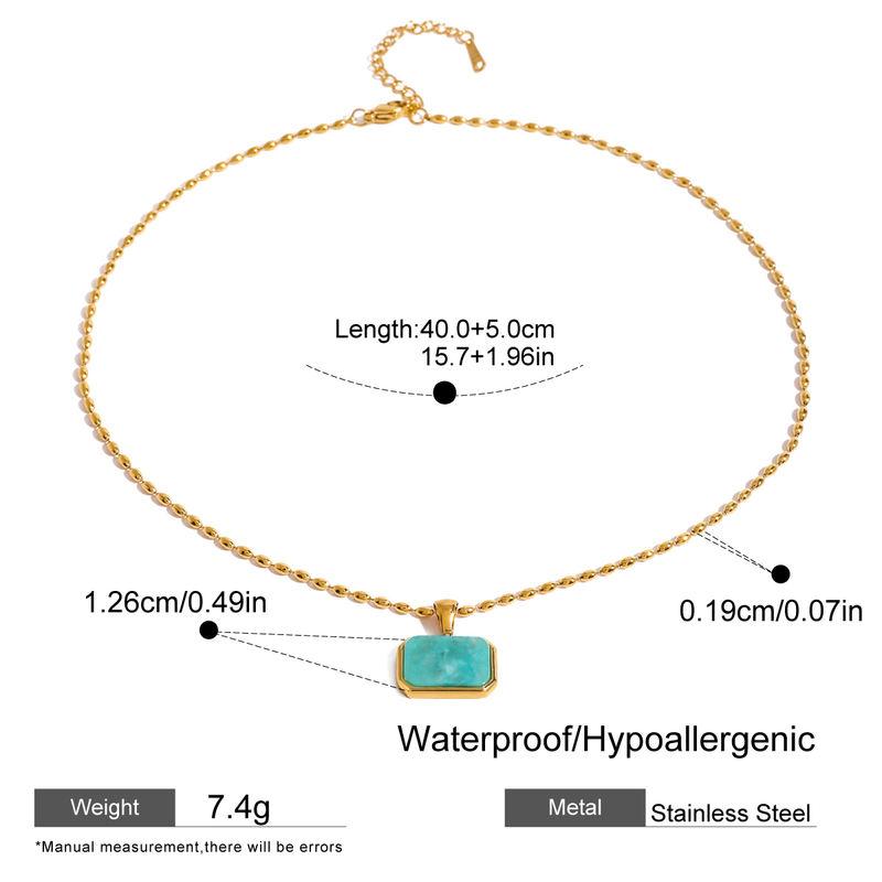 gold plated natural stone pendant necklace, view 4 - MRSLM