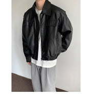 men's vintage motorcycle PU leather coat, view 2 - MRSLM